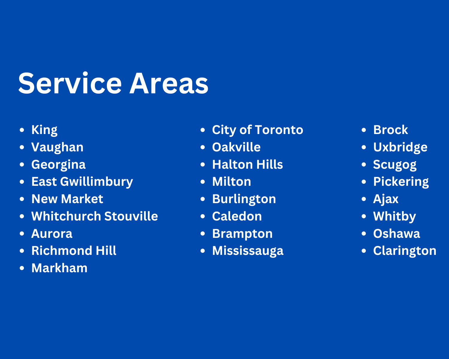 King Vaughan Georgina East Gwillimbury New Market Whitchurch Stouville Aurora Richmond Hill Markham City of Toronto Oakville Halton Hills Milton Burlington Caledon Brampton Mississauga Brock Uxbri 3